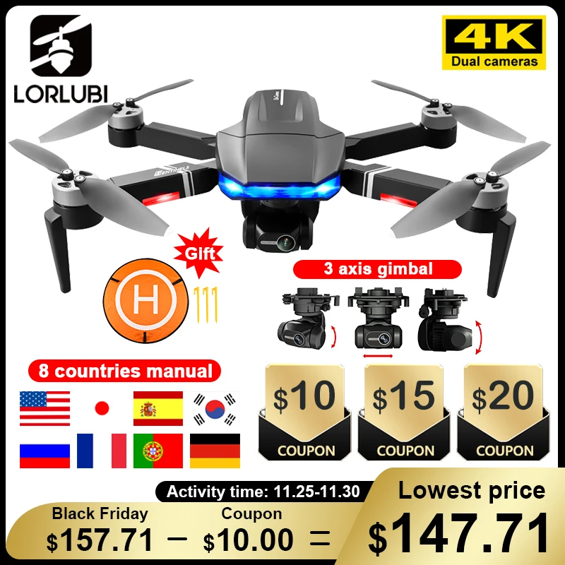 

Квадрокоптер LORLUBI S7S складной с HD-камерой и GPS