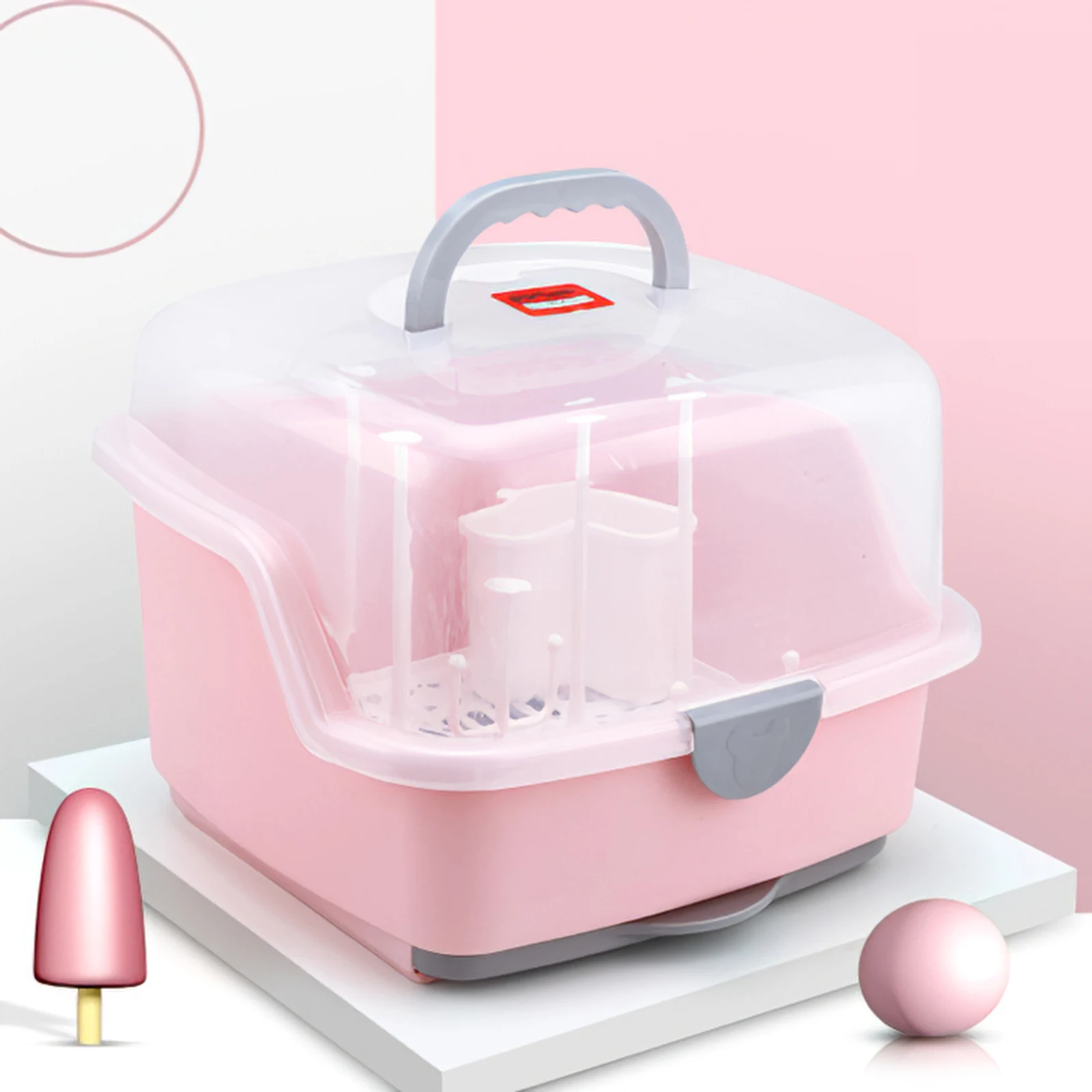 

High Quality Large Capacity Baby Bottle Drying Container Storage Drying Rack Storage Dust Cover Portable Nursing Box Container