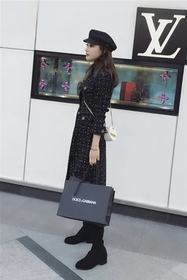 Модное шерстяное пальто для женщин женские Повседневное длинные твидовое новая