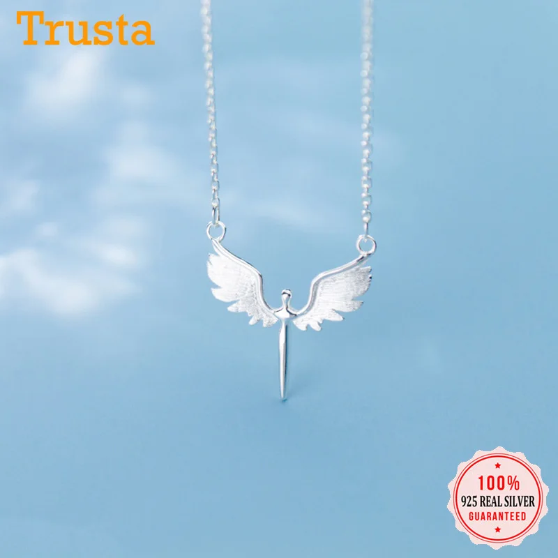 Женское ожерелье из серебра 2020 пробы с кулоном в виде крыльев Ангела|Ожерелья| |