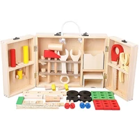 wooden toolbox set wooden tools toys with storage box pretend play toolbox kids tool kit educational construction tools set
