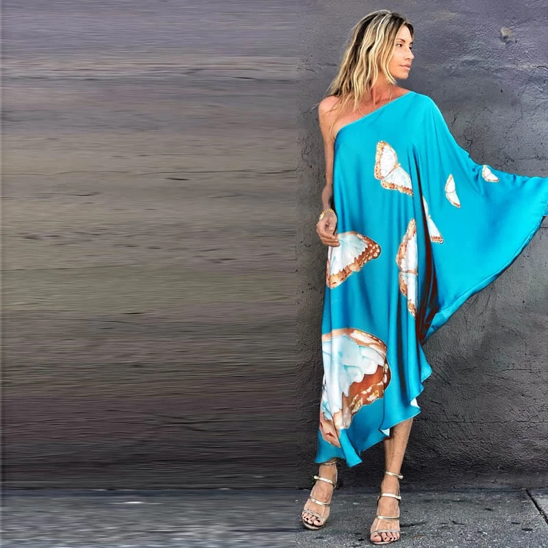 Асимметричное платье макси на одно плечо Потрясающее Вечернее Платье Бабочка