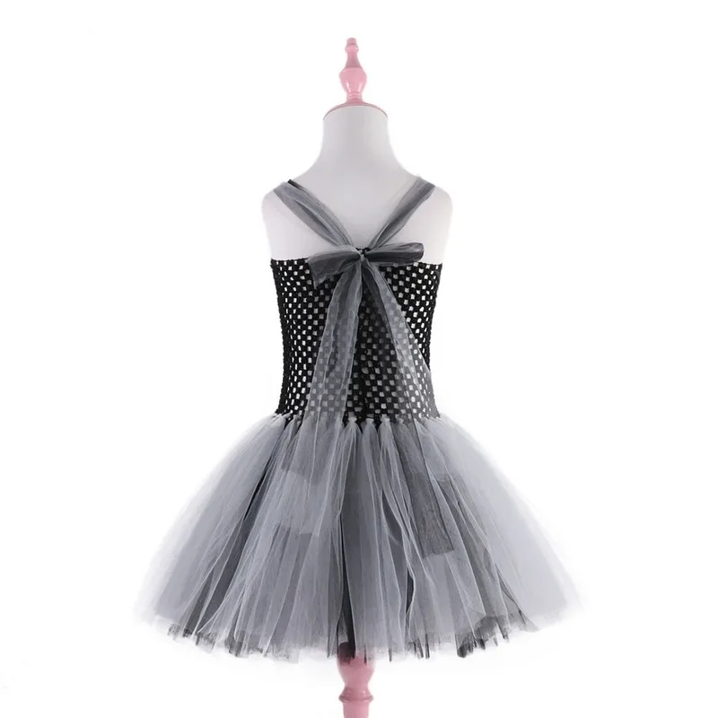 

Girls Princess Grey Party Mesh Dresses Kids Halloween Cosplay Costume Role Play Dress Up Outfit Child Pretend Game Birthday Suit