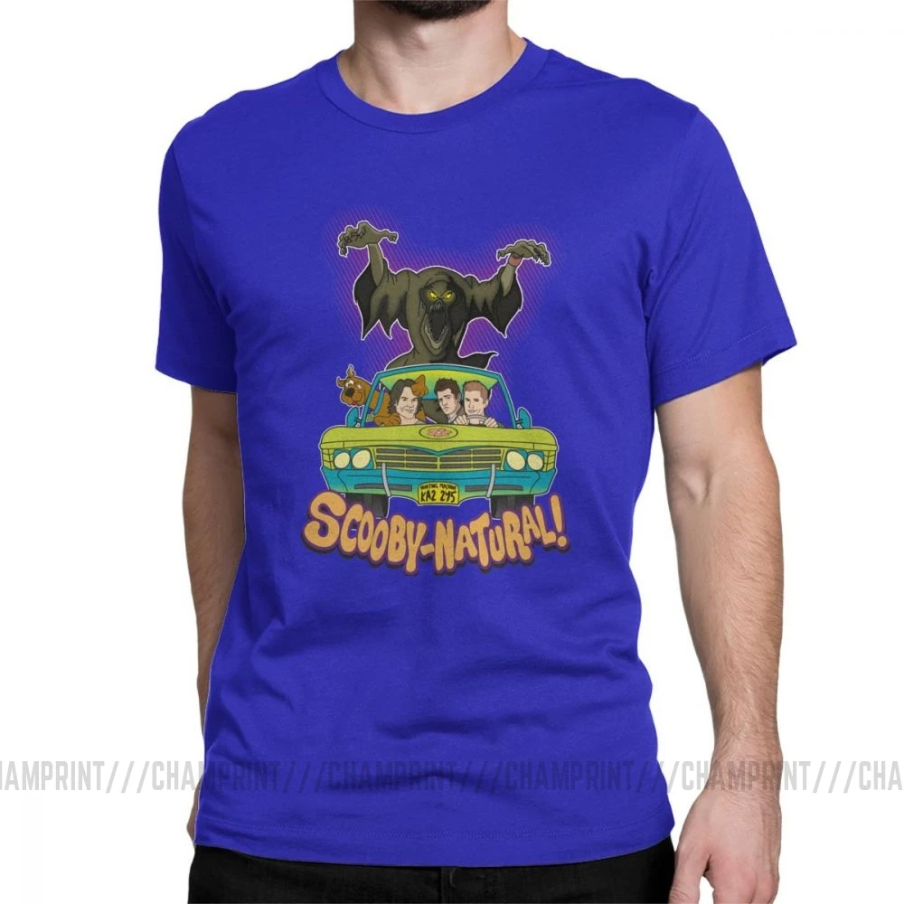 Сверхъестественная футболка Spn Brothers Man ScoobyNatural Baby V2, футболка, новинка, вырез лодочкой, одежда с короткими рукавами, хлопковые футболки - Цвет: Синий