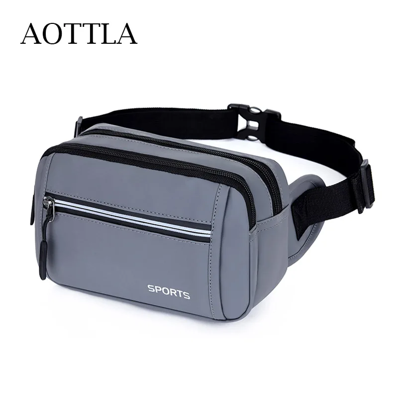 

AOTTLA Man's Chest Bags Waist Bag For Male Pure Color High Quality Shoulder Bags Women Casual Travel Pack Mul-Funcation Man Bag