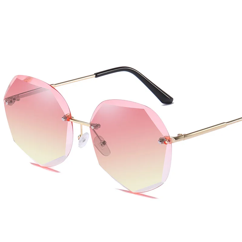 2019 винтажные розовые солнцезащитные очки без оправы Sakura женские роскошные