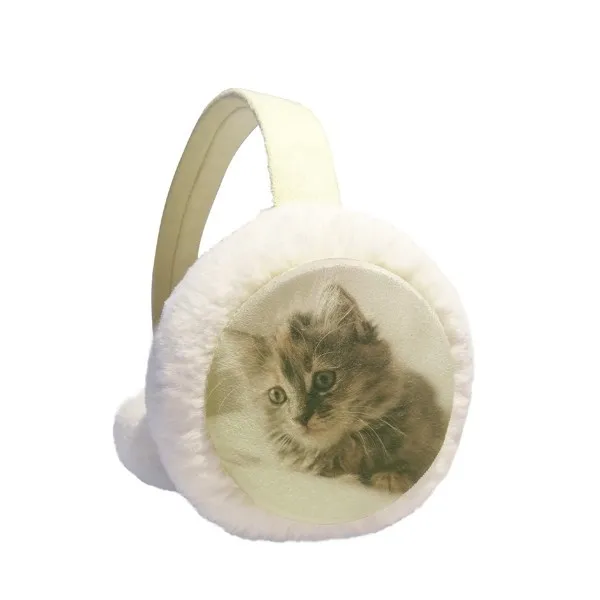 

Animal Kitty Gray Cat Photograph Winter Earmuffs Ear Warmers Faux Fur Foldable Plush Outdoor Gift