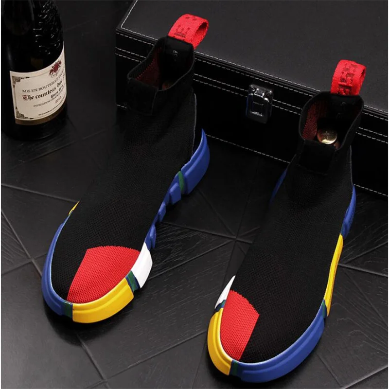 

2021 designer socks shoes fashionable men's sports shoes black yellow sequins men's sports shoes casual running shoes