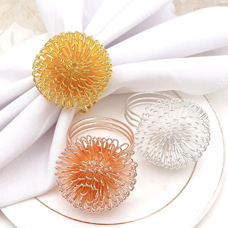

6pcs Bayberry Ball Napkin Buckle Napkin Ring Metal Zinc Alloy Mouth Multiple Uses Cloth Ring Kitchen Dinner Table Decoration