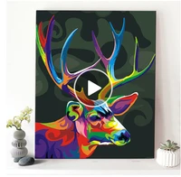 ruopoty frame colorful deer diy oil painting by number animals handpainted acrylic paint on canvas unique gift for home decor