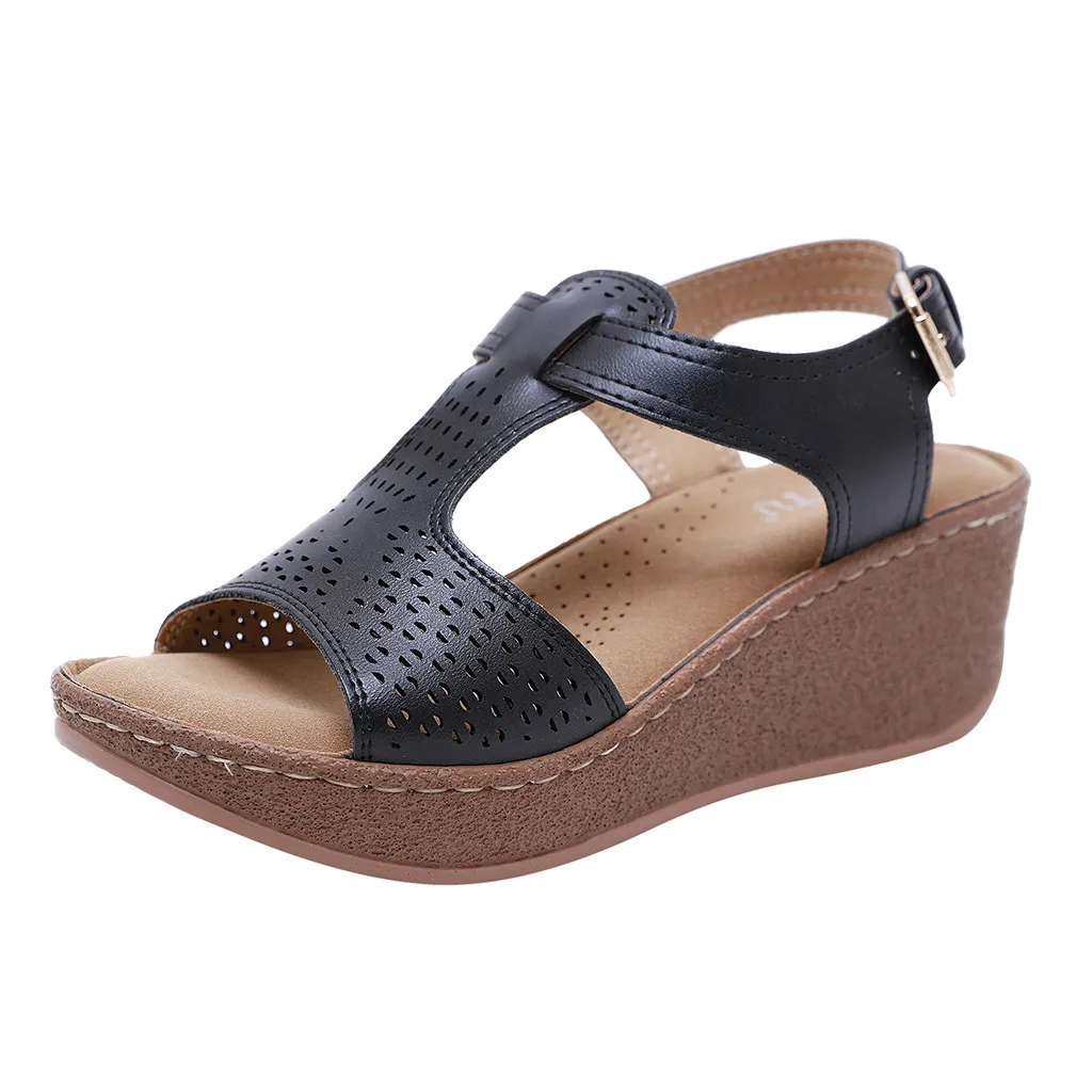 SAGACE Platform Sandals Women For Ladies Casual Peep Toe Hollow Out Wedges Summer Shoes Leather Sandalias Zapatos Mujer|Пляжные и