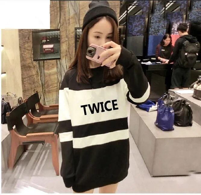 

Новые двухслойные модные толстовки с капюшоном с надписью двухслойный имя для фанатов Harauku флисовые полосатые толстовки женские толстовки