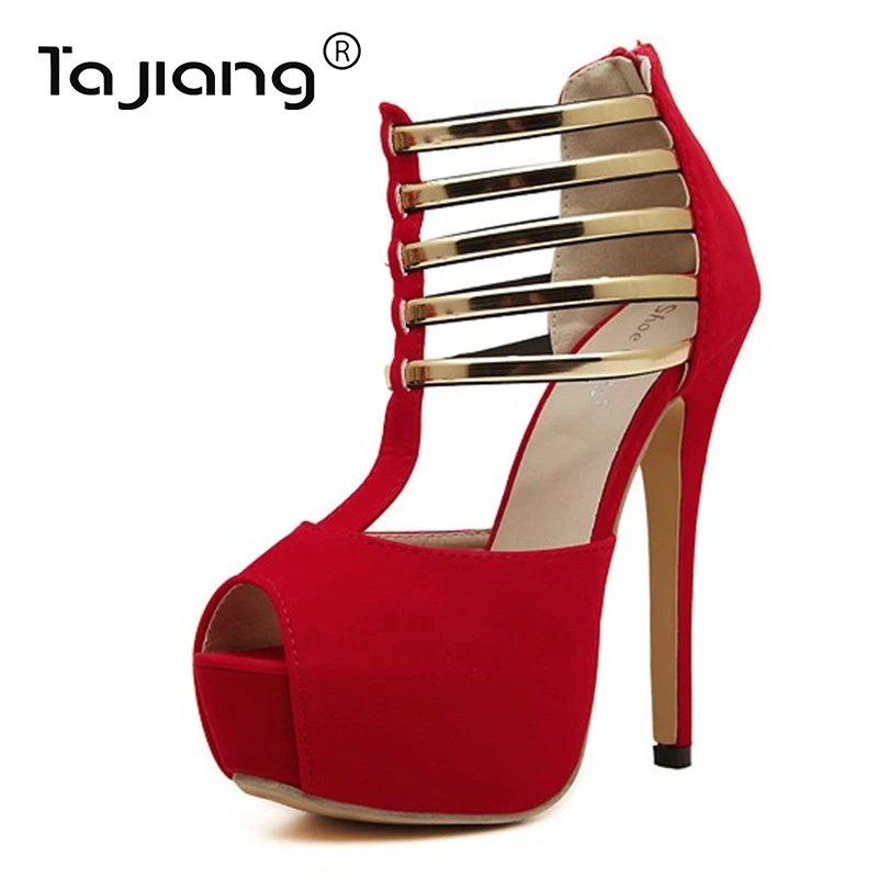 

Ta Jiang Fashion New 2021 Super High Heels Hollow Out Women's Sandals Waterproof Platform Stiletto Peep Toe Pumps