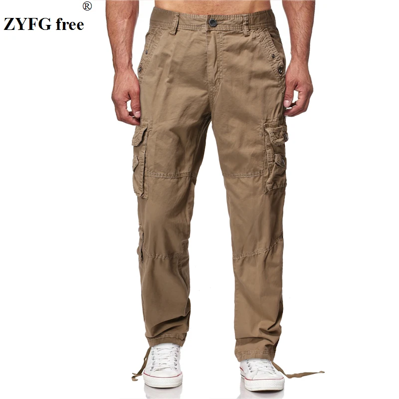 Новые облегающие брюки мужские повседневные брюки-карго однотонные