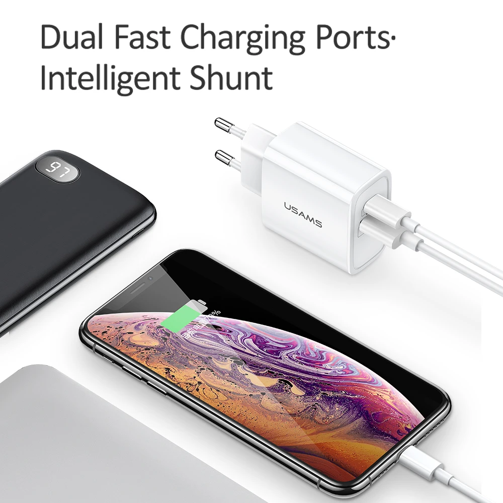 QC3.0 PD3.0 быстрое зарядное устройство USAMS USB для iPhone X ЕС США штекер мобильного