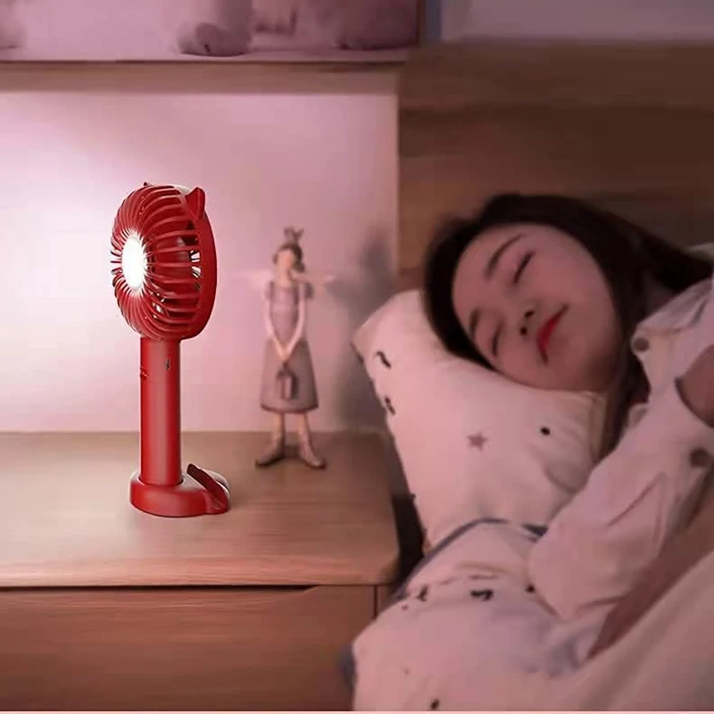 

Handheld Electric Fan 3-Speed Variable Speed Mini Portable Rechargeable Desktop Night Light Silent Fan, With Battery