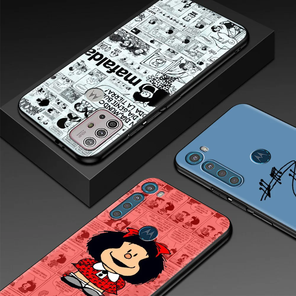 for motorola one fusion case for moto g10 g9 g8 plus play power one g20 g30 g40 g50 g60 edge 20 phone shell anime cute mafalda free global shipping