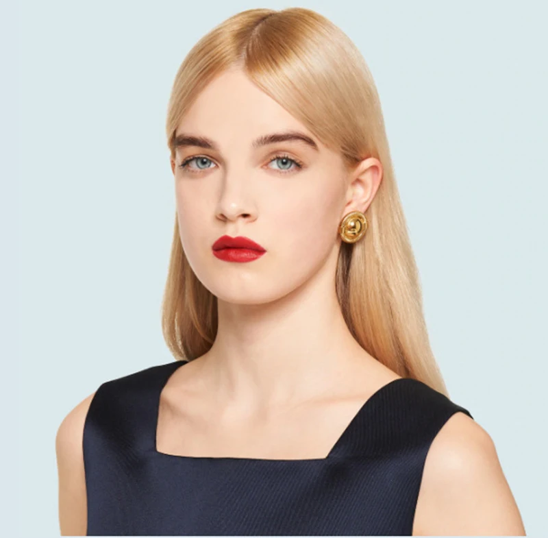 

2020 new polished brass gold color plated classic fashion simple circle ear clip earrings