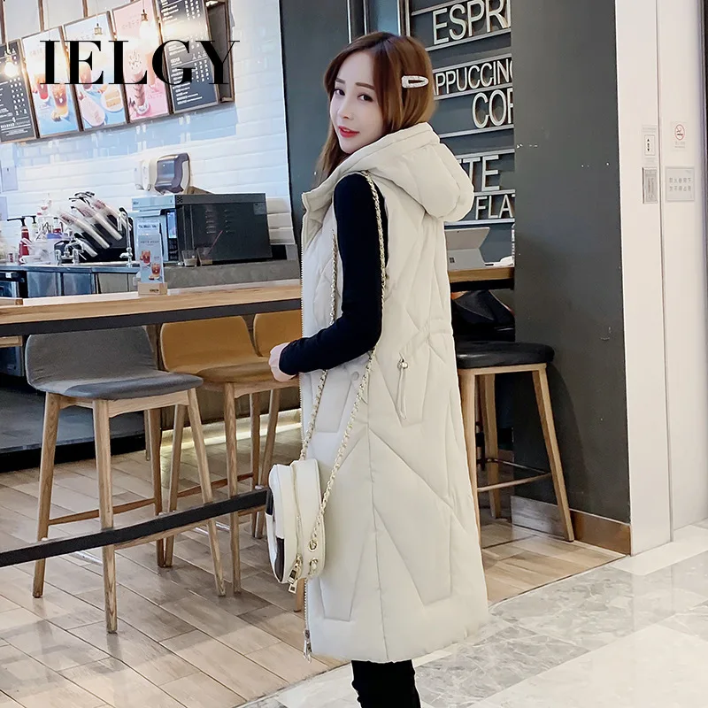 Женский зимний пуховой жилет длинная свободная Толстая куртка в Корейском стиле