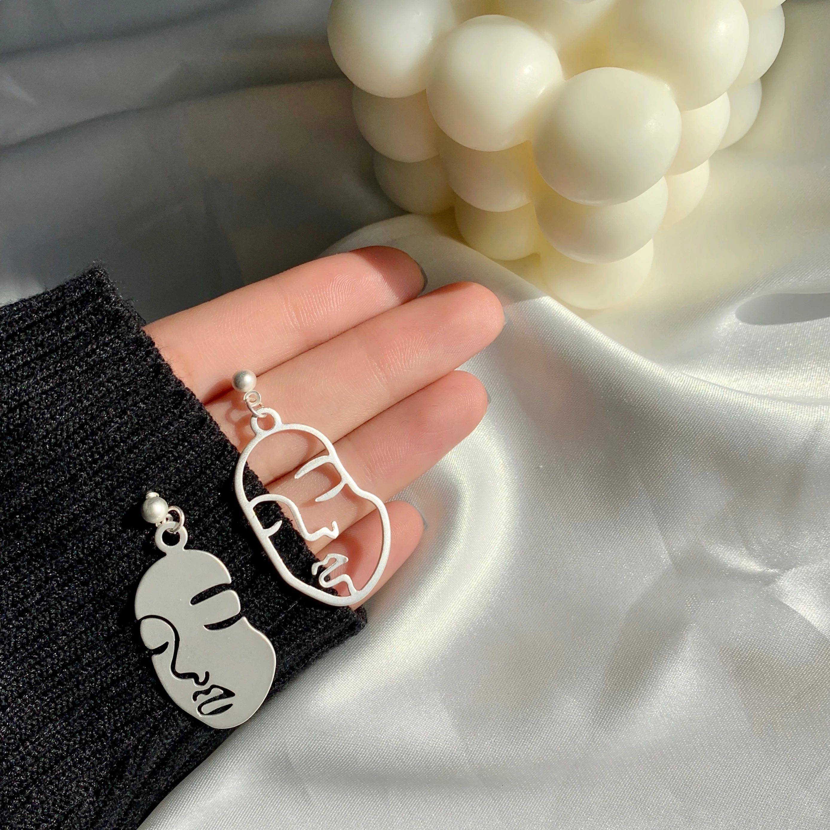 Женские асимметричные серьги в стиле панк вечерние с абстрактной стереосистемой