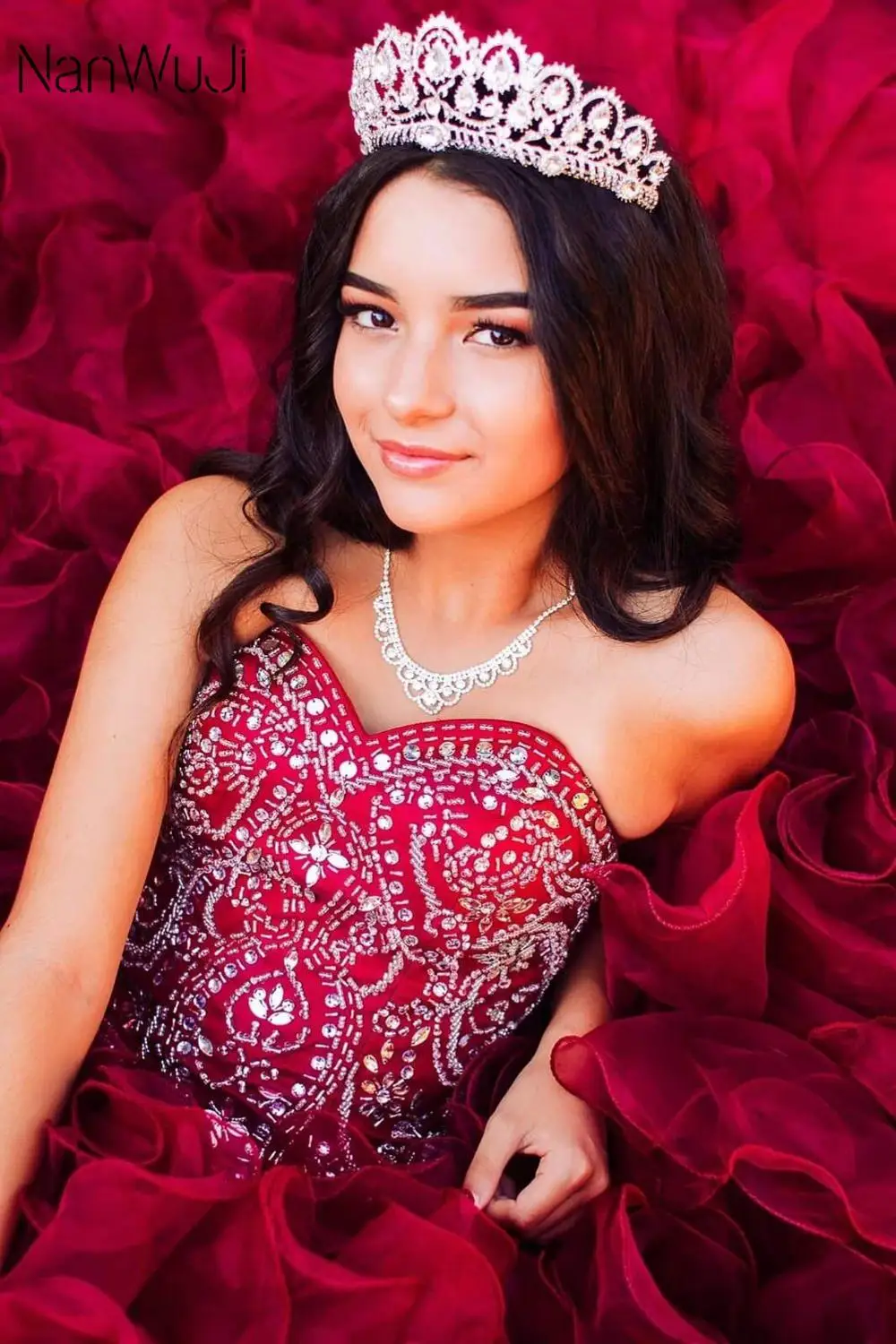 Новые дешевые хрустальные бусины бордовые платья Quinceanera 2019 Бал маскарад оборками