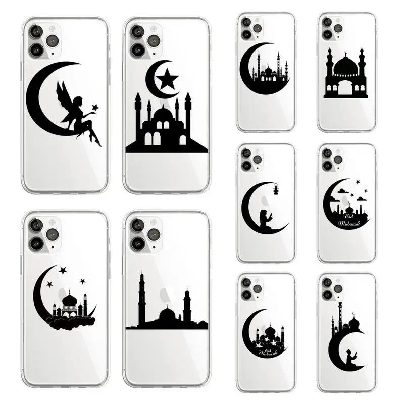 

Muslim mosque Moon Islam Phone Case Transparent soft For iphone 12 11 13 7 8 6 s plus x xs xr pro max mini