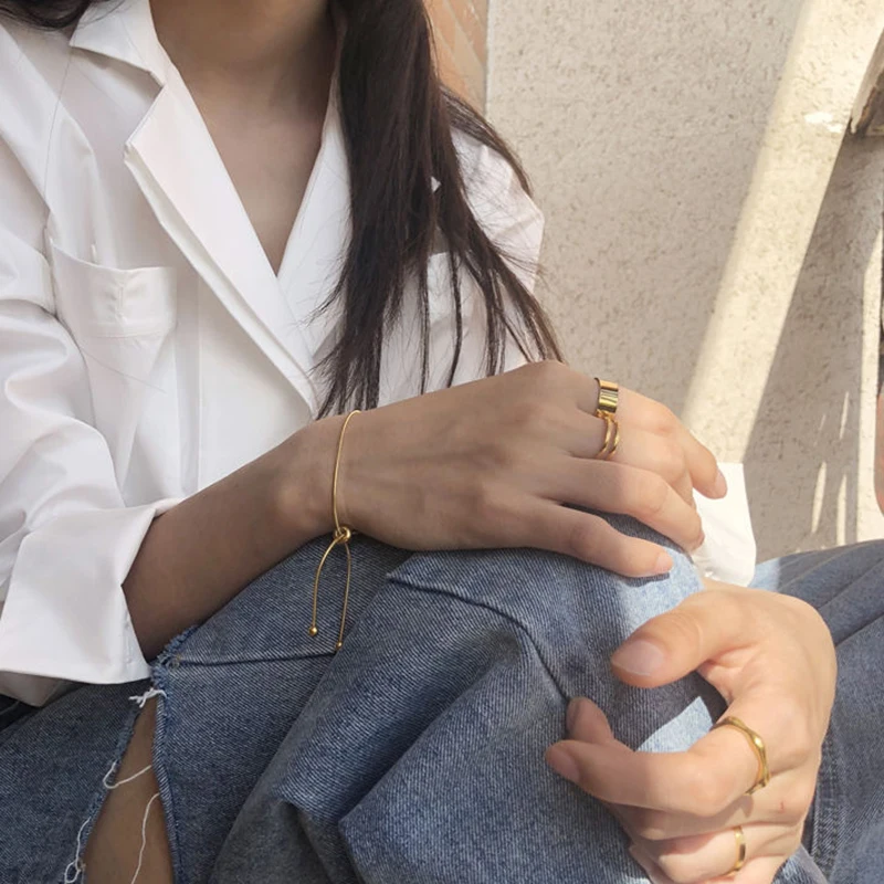 Новый Регулируемый браслет простой дизайн Золотая змея цепочка выдвижной