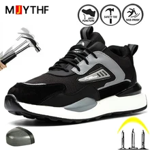 MJYTHF Men Work & Safety Boots With Steel Head Cap Work Sneakers Indestructible Shoes Anti-puncture Safety Shoes Plus Size 49