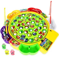 kids fishing toys electric musical rotating fishing game musical fish plate set magnetic outdoor sports toys for children gifts
