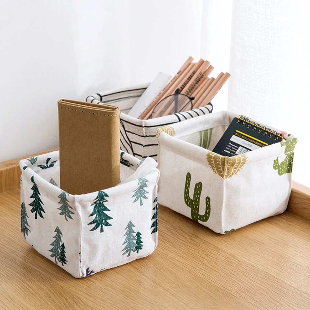 

1pc DIY Desktop Storage Basket Foldable Sundries Cosmetic Book Organizer Stationery Bag Container Bin Underwear Toy Storage Box