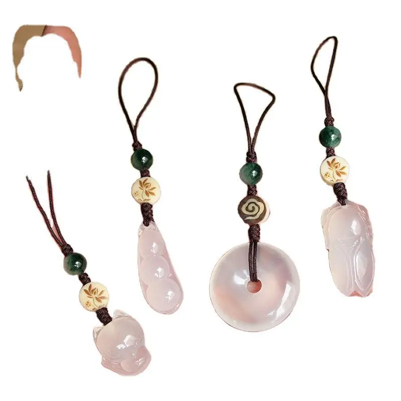 Натуральный камень лиса Цикада подвеска-Тыква брелок ручной работы Агат удача