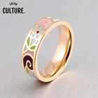 Популярные Изящные Ювелирные изделия из нержавеющей стали, геометрический дизайн, кольца для женщин, фотографический дизайн