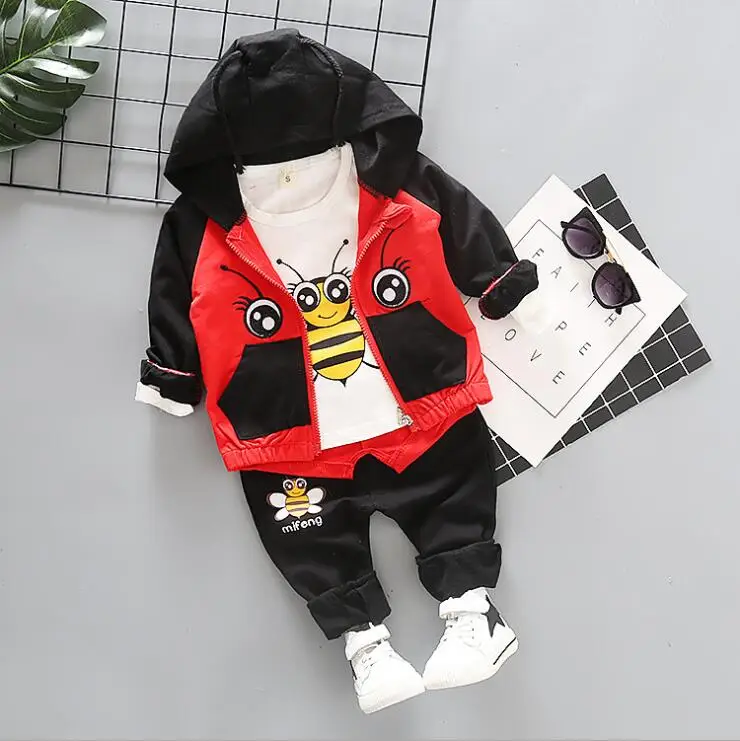 Комплект одежды для маленьких мальчиков Костюмы Толстовки с капюшоном курткой