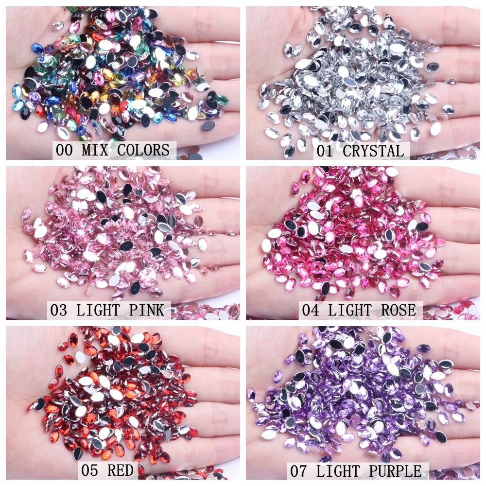 Акриловые стразы с плоской задней стороной 4x6 мм 10000 шт овальной формы много