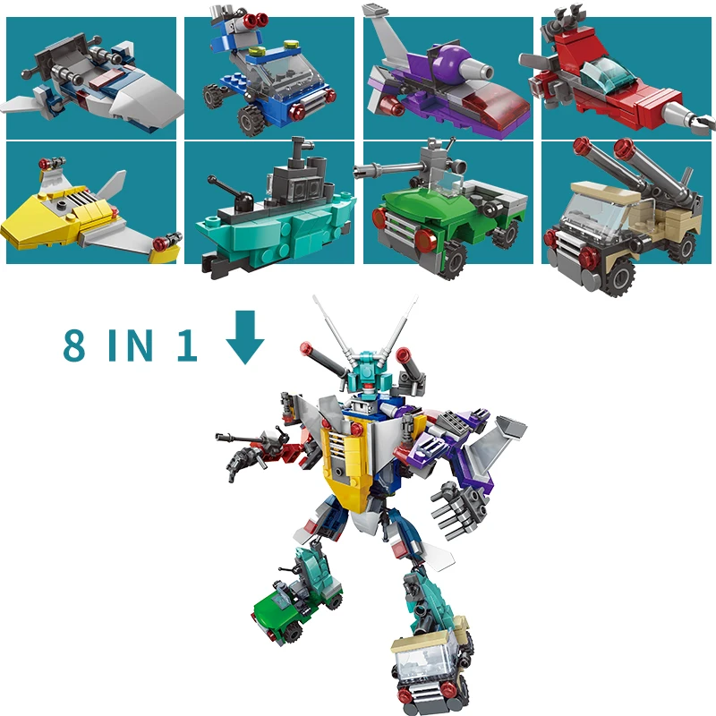 8 в 1 Трансформация Робот городской строительный блок Военный танк пистолет