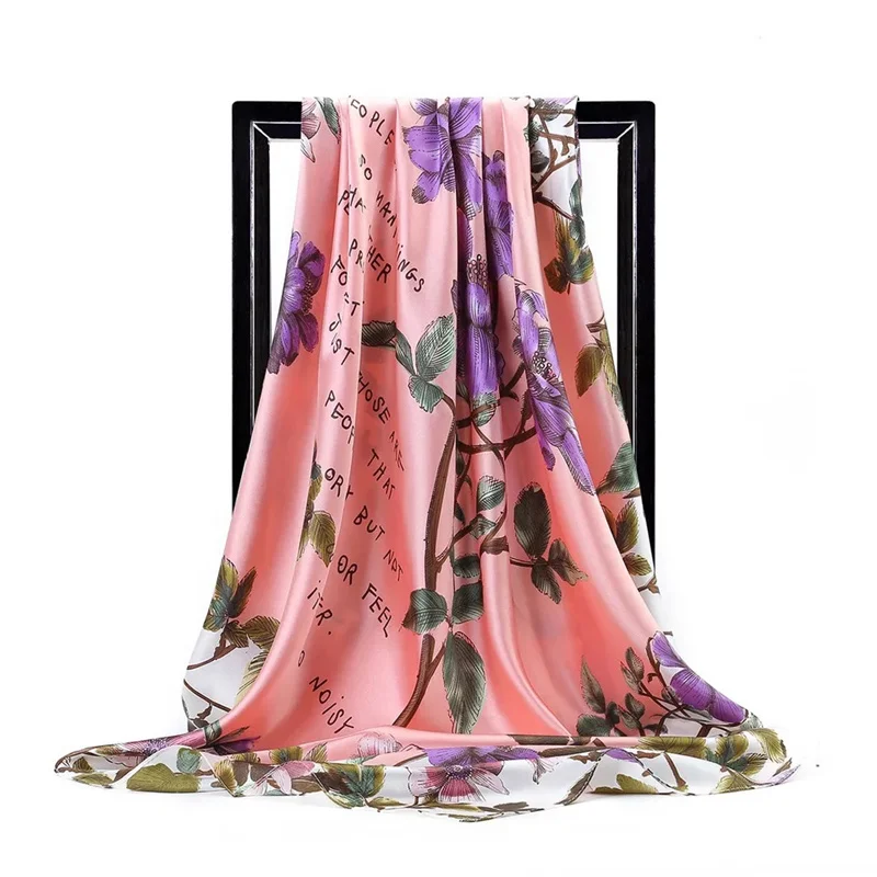 07 Модный шарф для волос, женский Шелковый Хиджаб с принтом, шарфы для женщин, 90*90 см, платок, квадратная шаль, женский платок, бандана, глушитель - Цвет: 07
