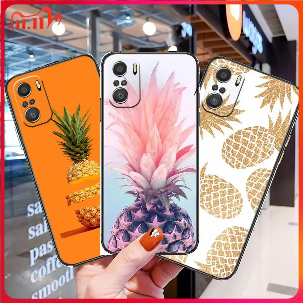 

Fruit pineapple painting For Xiaomi Redmi Note 10S 10 9T 9S 9 8T 8 7S 7 6 5A 5 Pro Max Soft Black Phone Case