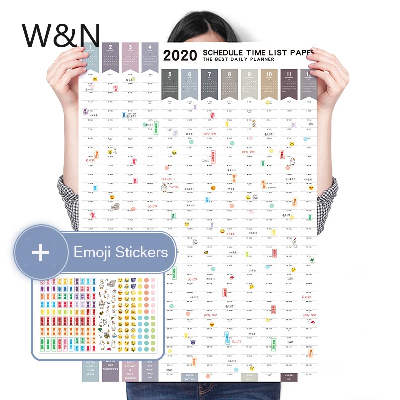 Новый год 2020 настенный бумажный календарь стикер для планирования офиса школы