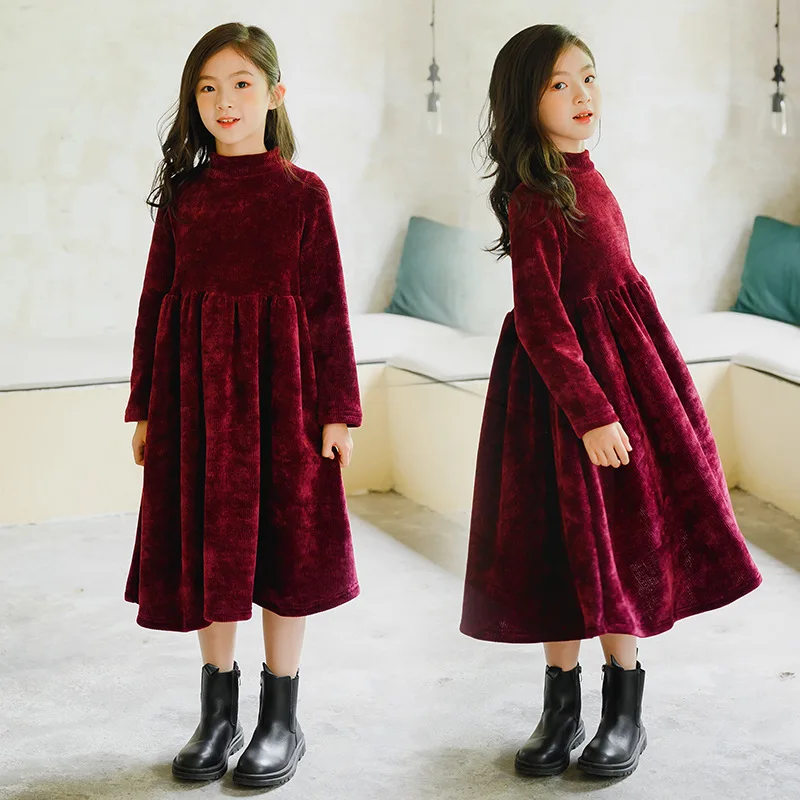 

Big Girls Sweater Dress Knit Teenager Girl Clothing Autumn Winter Spring Children Party Dresses Red Casual Knitted Clothes