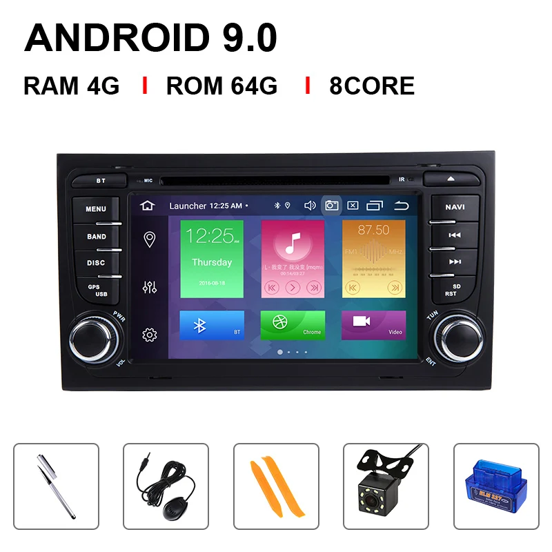 8 Core 64ROM OBD Cam " ips DSP 2 din Android 9 gps Авторадио Мультимедиа для Audi A4 B8 B6 B7 S4 B7 B6 RS4 B7 SEAT Exeo Навигация dvd плеер 4G 64G - Цвет: 8 Core 64ROM OBD Cam