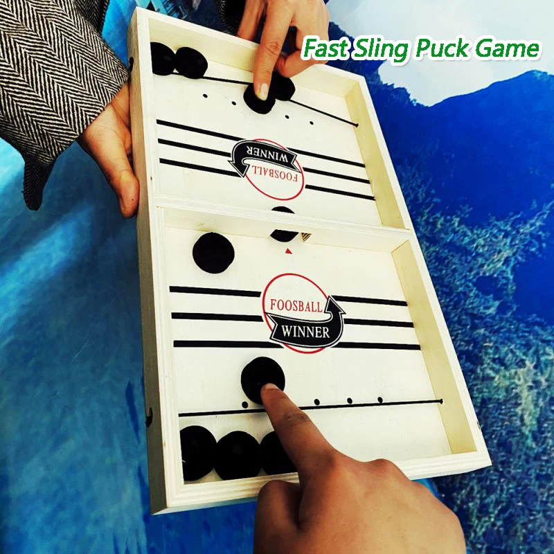 

Fast Sling Puck Game Slingpuck Game Montessori Kids Toys Double-sided Juego Le Board Games Jogo For Adults Dropshipping Wood Toy