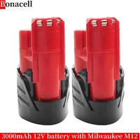 3000mah 12v replacement battery compatible with milwaukee m12 xc 48 11 2410 48 11 2420 48 11 2411 12 volt cordless tools batteri