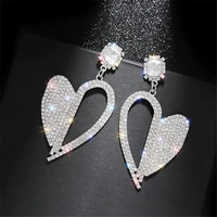 fyuan new heart crystal drop earrings for women geometric rhinestone earrings fashion party statement jewelry gifts