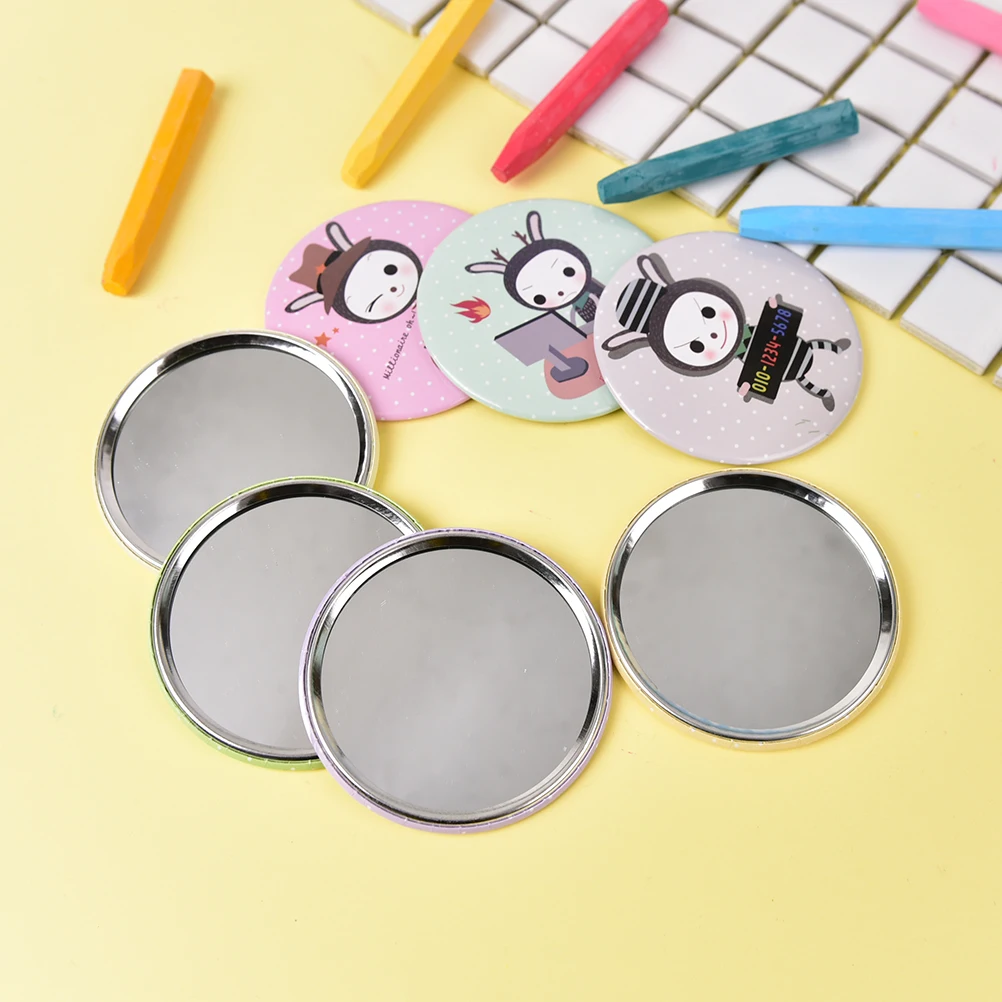 

Cute Beautiful Mini Pocket Makeup Mirror Cosmetic Compact Metal Mirrors Color Random Dia 7cm