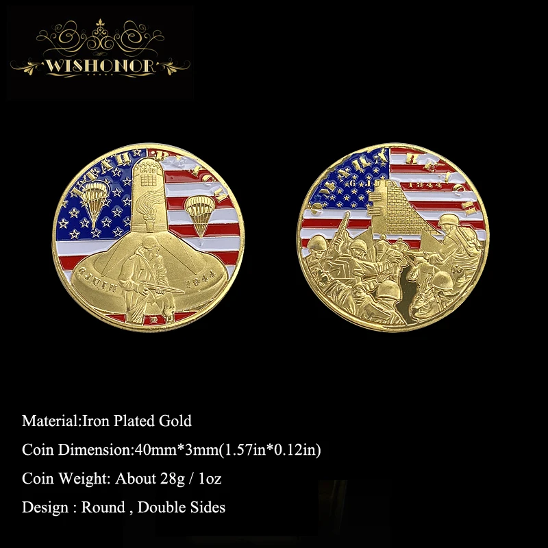 Популярная сувенирная монета 40*3 мм времен норманской войны 1944 года Пляжная