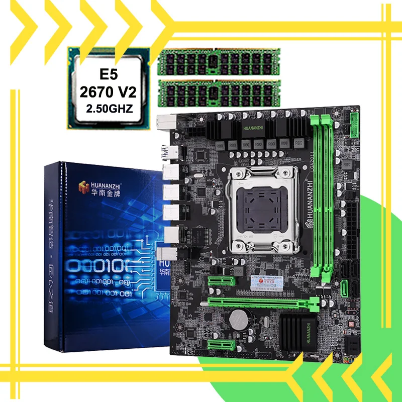 Материнская плата HUANANZHI X79 комбо память ЦП LGA2011 Плата Intel XEON E5 2670 V2 RAM 2*4G DDR3 REG