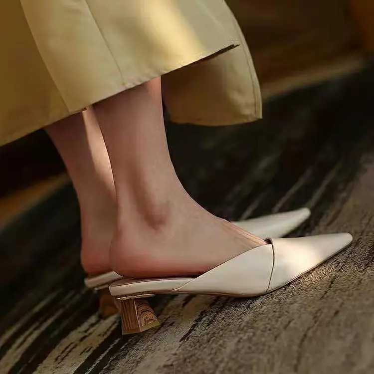 

Ins love new mid thick heel fashion sandals, women's summer wear pointed shoes