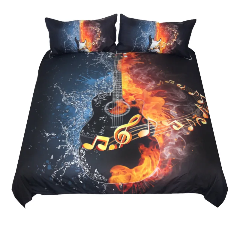 

Water Fire Guitar Duvet Cover High Quality Home Textile Quilt Cover with 2 Pillowcase Fashion Bedding 3 Pcs Set and Sheet