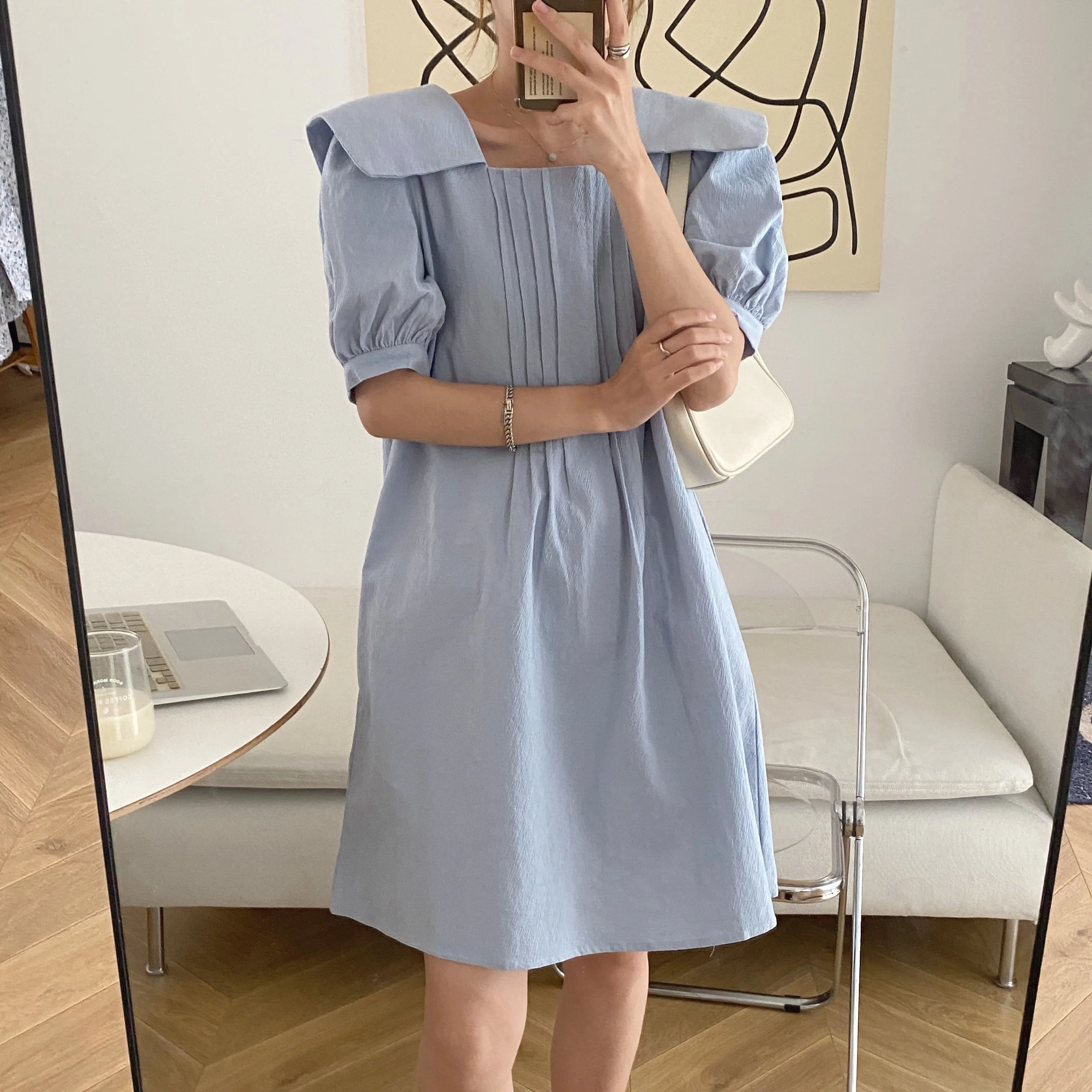 

High Quality Summer 2021 New Fashion Dress Elegant Solid Chic Lady All Match Mini Dresses Femme One-Piece Women'S Dress Vestidos