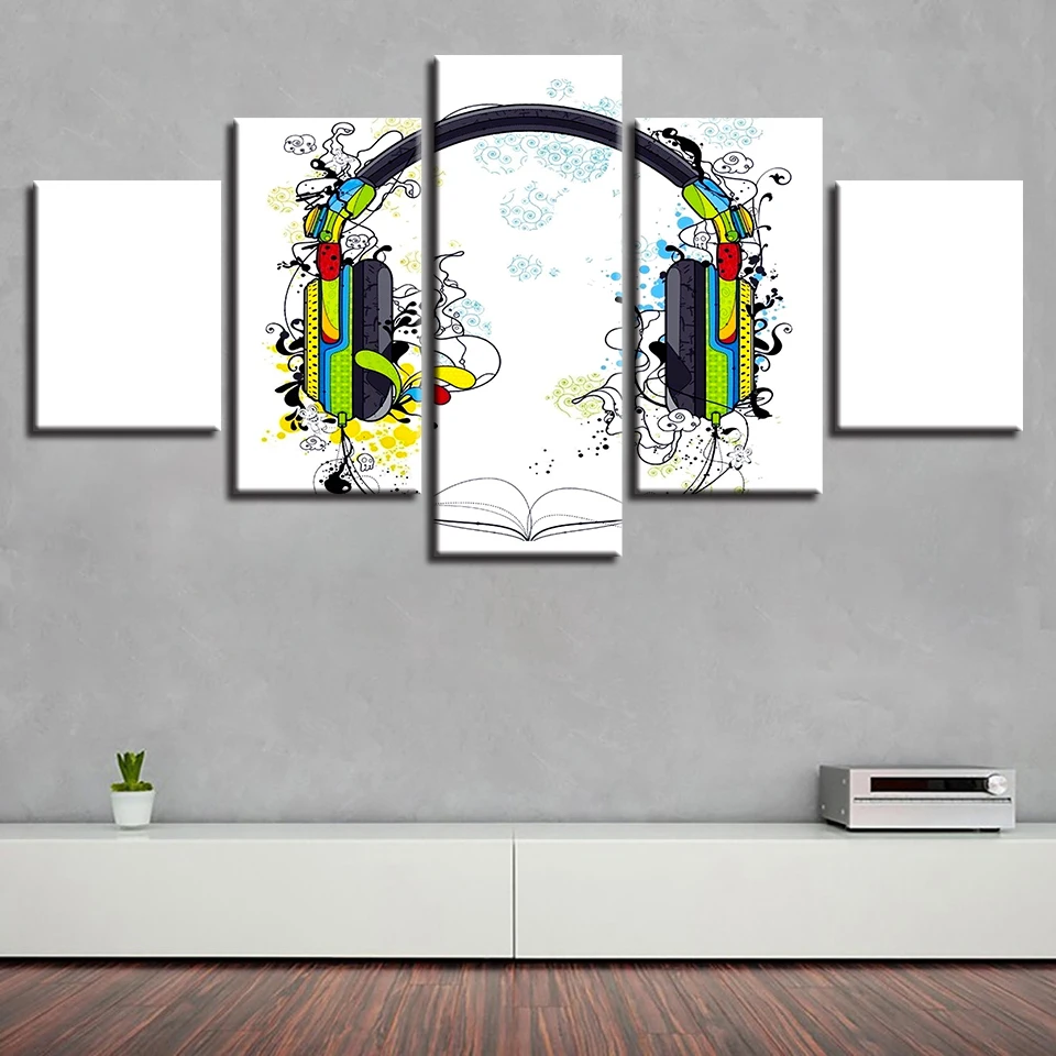 Музыкальный плакат с изображением гитары фортепиано скрипка барабан фонограф DJ 5